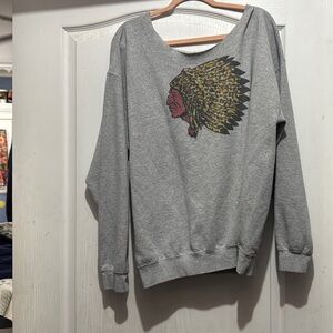 Heather Gray Sweatshirt with Red Headdress Graphic